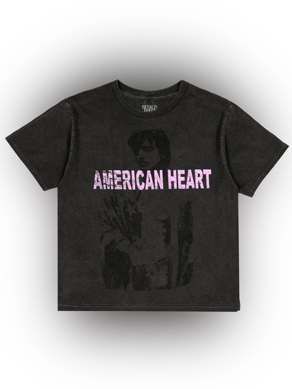 Unisex Benson Bone American Heart Tour Tee - Washed Black with Pink Print